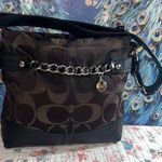 Coach Vintage Sateen Monogram and Leather/Silver Chain Shoulder/Crossbody Bag Photo 0