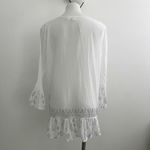 Bohemian Kaftan swim cover up White Blue S/M bell sleeves NEW Size undefined Photo 4