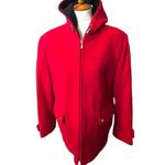 Preston & York red hooded pure wool front zip coat. Size 16 Photo 2