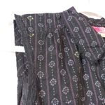 Lux Black Boho Button Front Shirt Dress Casual Festival Size Small Photo 3