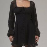 Urban Outfitters Black Floral Long Sleeve Mini Dress Photo 0