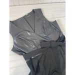 Calvin Klein Mix Media Cropped Jumpsuit Black with Faux Leather Top V-Neck 16 Photo 4