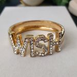 Gold with CZ Inspirational WISH Clamper / Hinge Glam Bracelet Photo 0