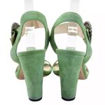 Jimmy Choo Mischa 85 Suede Embellished Block Heel Sandals In Lime/Crystal Photo 2