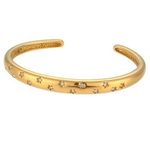 Boutique NEW Heavy 18k Gold Simulated Diamond Stars Bangle Cuff Bracelet Sz‎ Adjustable Photo 2