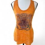 Harley Davidson Y2K VTG.‎  ALL OVER GRAPHIC ORANGE BURN OUT TANK TOP SMALL  #3 Photo 1