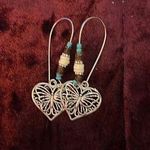 Handmade Silver Heart w/ Butterfly Turquoise and White Beads New Photo 0