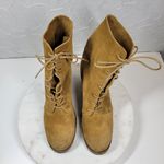 Frye  Karen Women Combat Boots 9.5 Tan Suede Leather Chunky Block Heel Photo 13