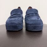 Bibi Lou Navy Blue Suede Leather Platform Block Heel Square Toe Loafers 41 Size 10 Photo 3