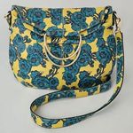 Foley + Corinna Kayla Lemon & Teal Floral Print Vegan Foldover Tote Bag Photo 0
