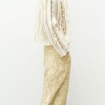 ZARA SHINY MID WAIST PANTS STRAIGHT LEG ZW COLLECTION Gold Size S NEW Photo 10