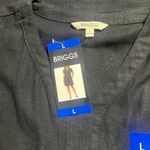 Briggs New York Briggs Linen Blend Dress Black V-Neck Sz L Short Sleeves Vacation Cruise Wear Photo 5