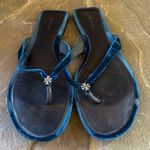 Tory Burch Navy Velvet Classic pave Logo Flip Flop Size 10 Photo 0