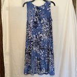 Clara Sun Woo Printed Shift Dress Size XS Blue Stretch Knit Sleeveless Midi Photo 2