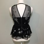 EXPRESS NWOT  Black Silver Embroidered Shooting Star Cami Top New Photo 3