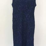 Brooks Brothers NWT Navy Blue Lace Knit Sleeveless Shift Midi Dress Women Size L Photo 0