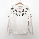 Northern Reflections VTG Womens Sweater Size L White Holiday Embroidered 90s Photo 0