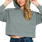 Zenana Outfitters Drop Shoulder‎ Ribbed Crop Hoodie Photo 2