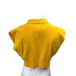 Cider  Women's Yellow Collared Polo Short Sleeve Knit Cropped Sweater Top Size L Photo 2