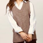 VERO MODA New Cable Knit V-Neck Sweater Vest Briella Brown Fossil Photo 4