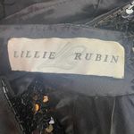 Vintage 90s Lillie Rubin Silk Sequined Mini Dress High Neck Sleeveless Womens 8 Black Photo 8