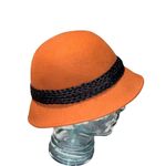 New Rust Betmar Tegan Wool Felt Cloche Hat Fedora Black Feathered Trim Accessory Orange Photo 4