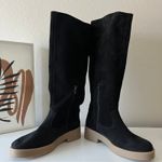 Free People Boots Tall Slouch Suede Pheonix Black Pull On Boots Size 38.5 Photo 5