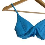 l*space L* Pointelle Rib Winnie Island Blue V-Neck Bikini Swimsuit Top Size XS Photo 3