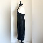 Milly  Women’s Raven Black Vegan Faux Leather Halter Neck Sz 6 Midi Dress BNWT Photo 10