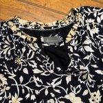 Anthropologie  Black White Gold Floral Tiered Ruffle V Neck Dress Size S Photo 2
