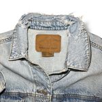 American Eagle Denim Jacket Sz Small Trucker Type III 3 Ripped Distressing Long Photo 5