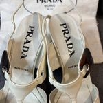 Prada Geometric Cream Logo Triangle Slingback Pumps In Argento 35.5 Sale As Is Photo 9