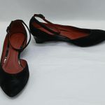 Bottega Veneta  Italian Suede Shoes Womens 37.5 (US 7.5) Black Wedge Heel Casual Photo 2