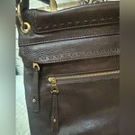 Christopher Kon Crossbody Bag Purse Leather Brown Chocolate Zipper Locks Hobo Photo 5