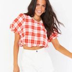 Show Me Your Mumu Bubble Highland Crop Top Picnic Plaid Americana short sleeve Photo 3