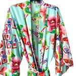 Natori  Star Blossom Belted Robe Private Luxuries Size large Blue Pink Photo 2