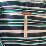 Free People  Womens Striped Button Up Shirt Natural Size Medium Blue Photo 2