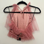 NBD  Ruffle Halter‎ Top Sleeveless Party Open Back Pink Size S NWT Photo 0