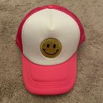 Amazon NWOT Pink Smiley Face Trucker Hat Photo 0