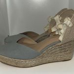 Antonio Melani Espadrille Jute & Canvas Wedges w Lace Up Detail Blue Women’s 9 Photo 1
