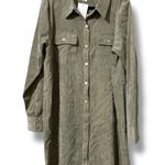 Kori  America women’s size XL olive long sleeve corduroy shirt dress snap front Photo 0