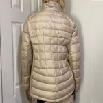 Michael Kors MICHAEL Beige Satin Specks Chevron Quilted Puffer Jacket Size M Photo 1