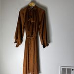 Banana Republic Banana Replace Brown Black Polka Dot Tie Neck Tie Waist Midi Dress XS Photo 1