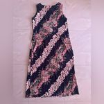 Hilo Hattie Vintage Maxi Tank Dress Black Rayon PIneapple Plumeria Size XL Photo 5