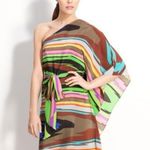 Milly  of NY Silk One Shoulder Dress, Multicolor Size 4 EXCELLENT! Photo 12