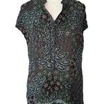Classiques Entier blue & purple paisley short-sleeve silk top size S Photo 0