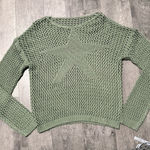 Handmade Crochet Knitted Hippie Boho Beach Green Star Mesh Long Sleeve Sweater Women's Photo 0