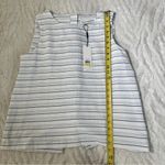 Calvin Klein  Size M White Blue Striped Top NWT Back Buttons Business Casual Chic Photo 7