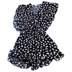Umgee Women's Navy Blue White Polka Dot Short Sleeve V-neck Ruffle Romper Small Photo 0