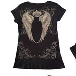 American Vintage Y2K angel wings grunge rhinestone, black shirt medium – large Photo 0